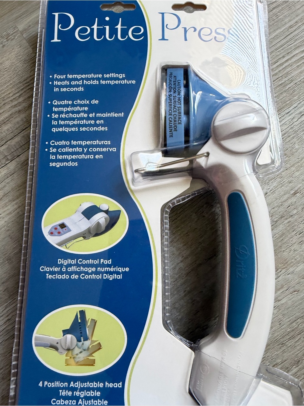 Ditz Petite Press Handheld Heat Press in White and Teal